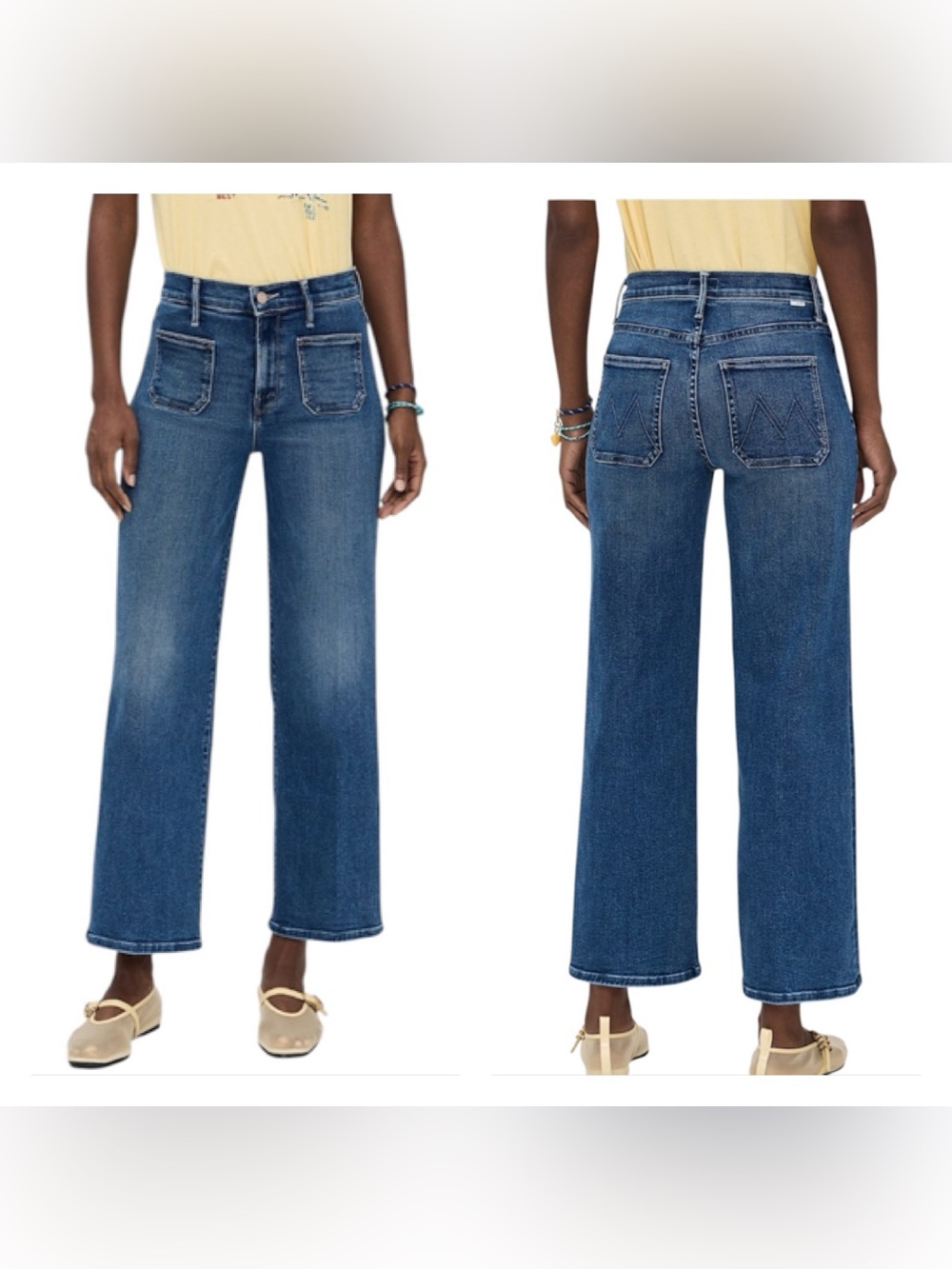 Mother Mid Rise Patch Pocket Maven Ankle Lets Split Wide Leg Jean Womens 26 x 28